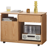 源氏木语实木小书柜原木储物柜矮柜桌下移动收纳柜置物柜沙发边柜 【橡木-原木色】边柜0.8米