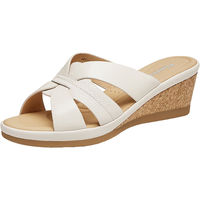 Bata外穿拖鞋女2024夏商场百搭羊皮坡跟软底镂空凉拖AHY17BT4 米白 38