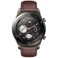 HUAWEI 华为 LEO-DLXXU eSIM智能手表 39mm 钛银灰 陶瓷表圈 皮胶混合表带 棕黑色（ECG、GPS、NFC）