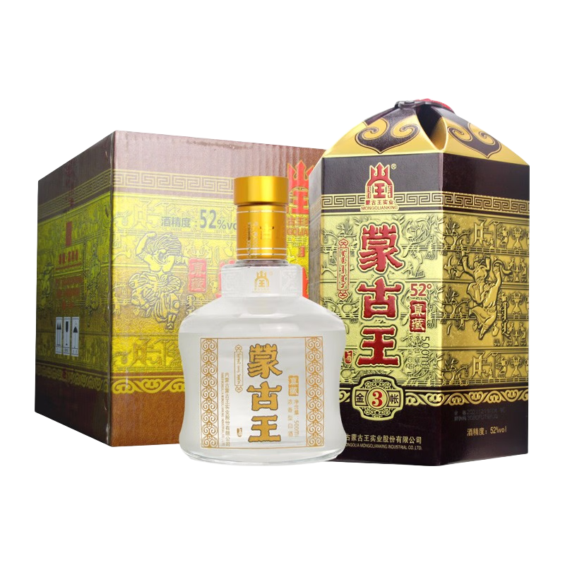 MONGOL I ANK ING 蒙古王金帐6 52%vol 浓香型白酒500ml*4瓶整箱装