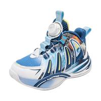 回力童鞋耐磨男童运动鞋2024秋季透气儿童篮球鞋中大童休闲鞋子 浅蓝深蓝白 36码 内长约22.85cm