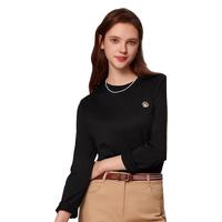 哈吉斯（HAZZYS）女装长袖T恤衫女ABTSE0BCX06 黑色BK 160/84A38