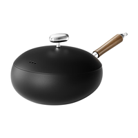 欧派黑鲸钛铁不粘锅家用炒菜锅无涂层熟铁锅电磁炉燃气灶通用铸铁炒锅 【两件套】32cm炒锅+汤锅 24cm