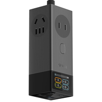 公牛智能屏显氮化镓67W充电器快充笔记本插座/多功能USB插线板便携插排 小电舱数显 2C2A+3位 灰色