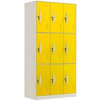 中伟更衣柜员工柜带门锁铁皮柜储物柜寄存包柜鞋柜浴室健身换衣柜彩色九门更衣柜定制款黄色