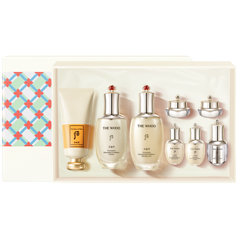 WHOO 后 全套面护套装(天气丹7件套333ml+气韵生洁面膏180ml)生日礼