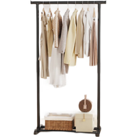 欧润哲晾衣架落地晒衣阳台室内卧室晾衣杆固定挂衣架置物单杆黑色60cm 单杆60cm 单层置物 黑色