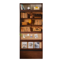 睿帆实木书柜落地防尘玻璃柜带门文件柜客厅组合收纳储物柜书房书厨 组合柜