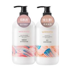 屈臣氏 保湿润肤露套装500ml*2（烟酰胺+维E） 补水滋养呵护焕采身体乳