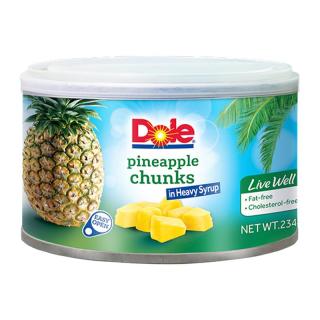 Dole都乐水果罐头泡水天然原味休闲小零食罐装水果菠萝块234g