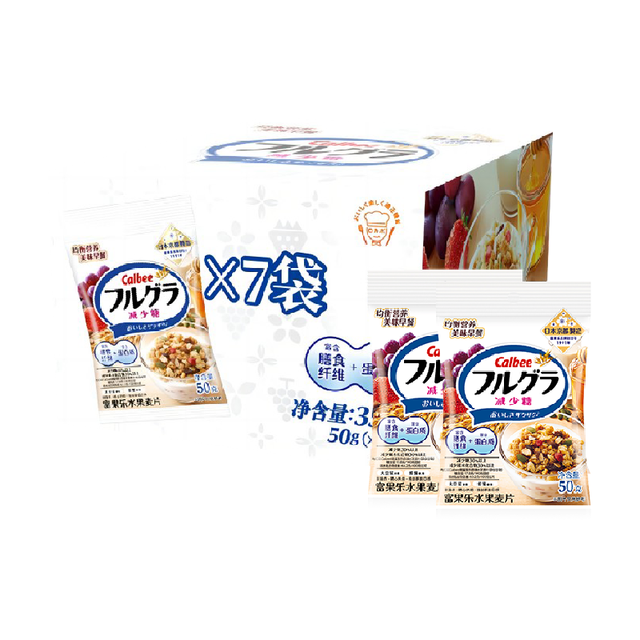 卡乐比 富果乐减少糖麦片 50g*7袋装 即食水果味