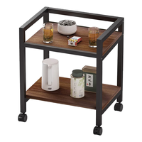 卓博茶几小桌子茶桌麻将桌边几沙发边桌置物架茶水柜CJ03双层黑胡桃色 带滑轮双层置物茶水柜-胡桃色