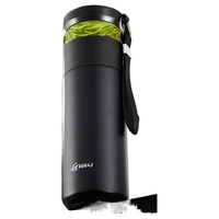 天喜（TIANXI）茶水分离保温杯陶瓷内胆男女泡茶杯316不锈钢随手杯子 黑色480ml-316不锈钢+杯刷