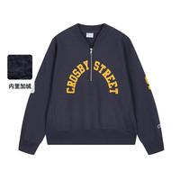 Champion 【品牌】25秋冬加绒保暖字母印花棒球领半拉链女式卫衣