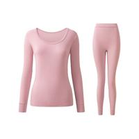 芬腾保暖内衣【纯棉 防静电】2025圆领温暖打底套装秋衣秋裤 女款-豆沙粉 XL