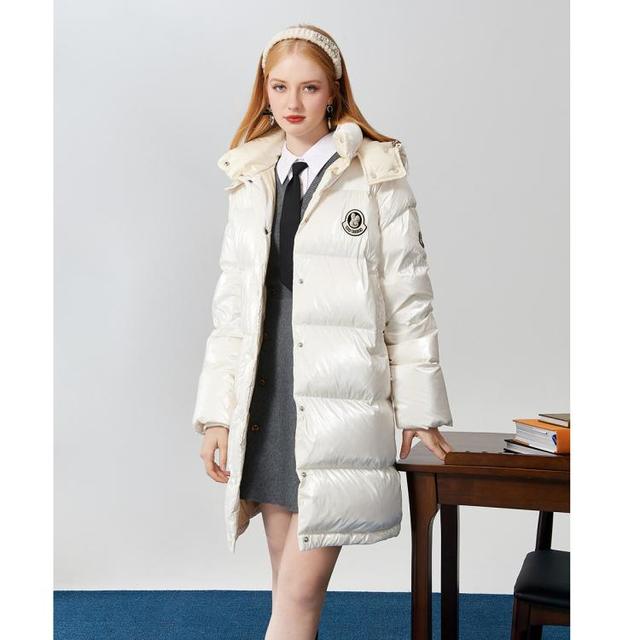 限尺码：欣贺艾薇 AIVEI 女士亮面连帽羽绒服