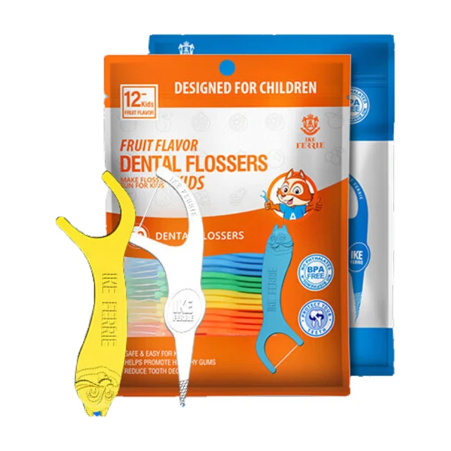 IKEFERRIE 艾克弗瑞 牙线家庭装超细便携圆线牙线棒高拉力剔牙牙签清洁牙缝袋装薄荷味 儿童90支+成人90支