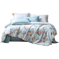 富安娜 FUANNA 玉茗春 100%蚕丝被子 空调被抑菌印花四季被4斤 203*229cm 绿