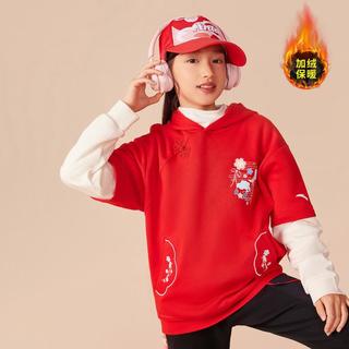 女童加绒卫衣连帽中大童潮流百搭休闲卫衣儿童卫衣童装