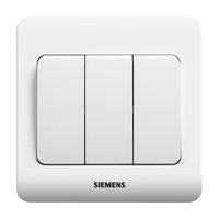 西门子 开关插座 三开单控带荧光面板 86型暗装面板 远景雅白色
