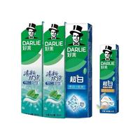 好来(DARLIE)原黑人牙膏双重薄荷大容量225清新口气含氟牙膏家庭装 双效薄荷200g*2+森林薄荷160g