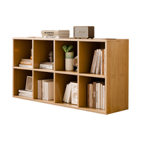 家逸实木书架落地书柜矮书柜书房格子柜客厅置物架可叠落储物柜收纳柜 【全实木】8格柜-店长