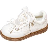 斯纳菲（Snoffy）女童板鞋秋季儿童德训鞋芭蕾风小白鞋时尚休闲运动鞋 凝脂白27 27（脚长16.4cm）