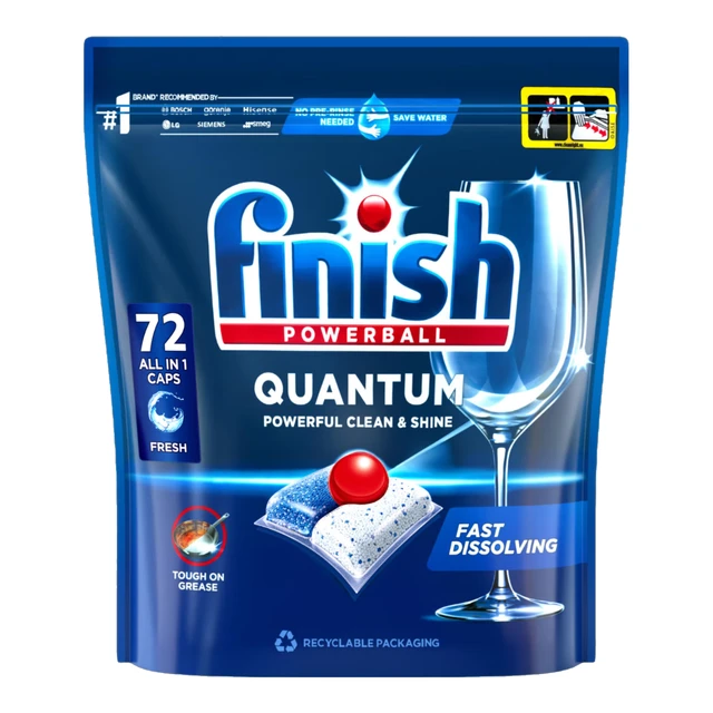 finish凝珠亮碟洗碗凝珠三合一洗碗块洗碗机洗涤剂多效合一洗碗珠洗碗球 72颗 2袋 粉末凝珠原味+柠檬味 客服有惊喜