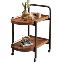 卓博 茶几小桌子边桌沙发边几茶桌餐边推车置物架BCJ02异形胡桃色 异形双层置物-升级脚轮