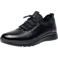 老人头（LAORENTOU）男鞋头层牛皮男单鞋防滑运动鞋男士休闲皮鞋 A90147 黑镂空 40 