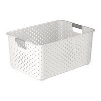 稻草熊 杂物收纳筐零食化妆品桌面厨房卧室储物盒整理盒塑料收纳盒 白色大号-三个装