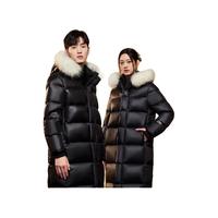 雪中飞【黑曜石系列】【貉子毛领】秋冬高充绒男女同款鹅绒羽绒服 黑色