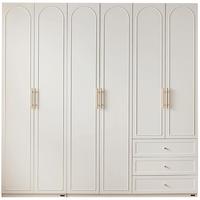 全友家居法式奶油风成品衣柜家用大小户型卧室收纳储物柜子衣橱600605 【米白】（二门+四门）加高衣柜