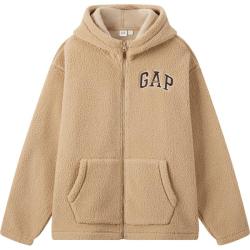 Gap 男女装2024秋季毛毡布logo仿羊羔绒连帽卫衣外套