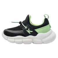 Kappa Kids卡帕童鞋儿童运动鞋女童春季软底一脚蹬网面跑步鞋 黑绿|单鞋|四季可穿 33 内长21.1适合脚长20.1 33码 内长21.1适合脚长20.1