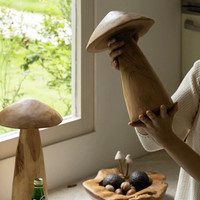 若奈 Rinoart 法老的蘑菇 手工柚木创意艺术摆件 一对