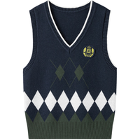 马骑顿（MQD）男女款长袖线衫秋冬款儿童针织衫毛衣 藏青3 135