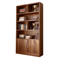 雅美乐书架书柜落地一体靠墙 办公室客厅置物储物柜 实木芯书柜书架柜子 实木芯款胡桃色