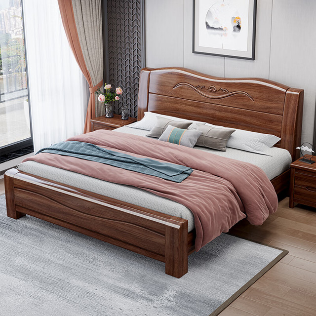 今日必买：莱仕达 MJ619# 实木床 1.5米 胡桃木