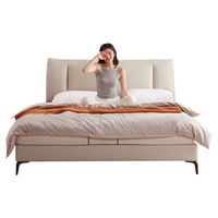 京东京造家居大黑牛真皮床 荷兰头层牛皮实木排骨架主卧双人床1.5×2米 白 白 真皮床 加厚靠包