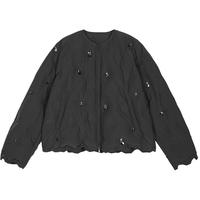 /江南布衣25冬羽绒服钉珠短款长袖宽松5P0C13760 001/本黑 S