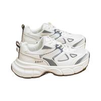 La Chapelle拉夏贝尔女鞋运动鞋老爹鞋2024女鞋网面鞋弹底软感百搭休闲鞋 白灰 35