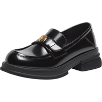 BASTO 百思图 24春季时尚学院风乐福鞋粗跟女单鞋MA237AA4 黑色 37