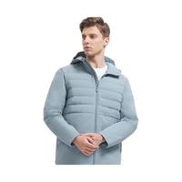 卡尔美(KELME)运动羽绒服男轻型鸭绒保暖连帽外套足球训练上衣 灰蓝 2XL