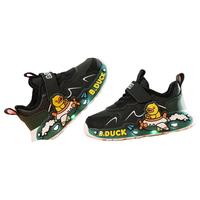 B.Duck小黄鸭童鞋男童运动鞋冬季二棉发光亮灯鞋儿童鞋子 黑色 22 码 适合脚长13.0-13.5cm
