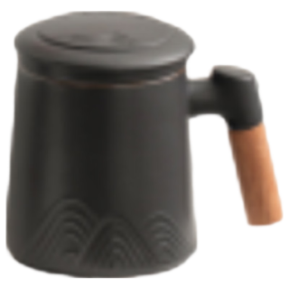 京东京造 茶杯便携式黑陶茶泡茶壶茶杯功夫茶具办公杯随身茶壶容量400ml