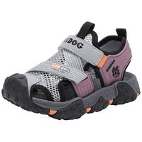 巴布豆（BOBDOG）童鞋男童包头沙滩鞋夏季软底时尚儿童凉鞋 105532008 浅麻灰/黑31 31码内长19.1cm