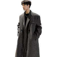 顶峰保罗（Dingfengbaoluo）毛呢大衣外套男秋冬中长款韩版高级宽松过膝呢子风衣HT88灰色5XL 5XL （195-220斤）