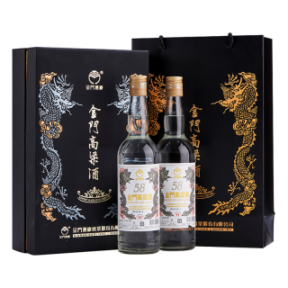 今日必买：金门高粱酒 金门高粱 白金龙 58度 清香型白酒 600ml*2瓶 双支盒装