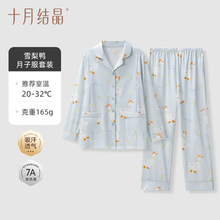 十月结晶月子服睡衣怀孕期产后7A抗菌家居服女纯棉冬季2025款 【7A抗菌】秋款165g丨雪梨鹅丨隐藏哺乳口 XL（体重140-160斤）